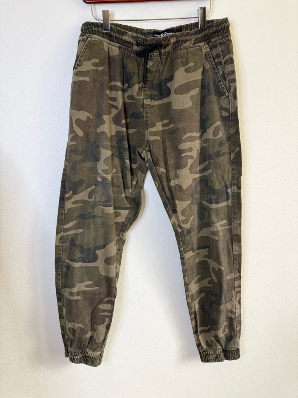 Camo Jogger Pants Women Large Green Military Drawstring Utility Casual
